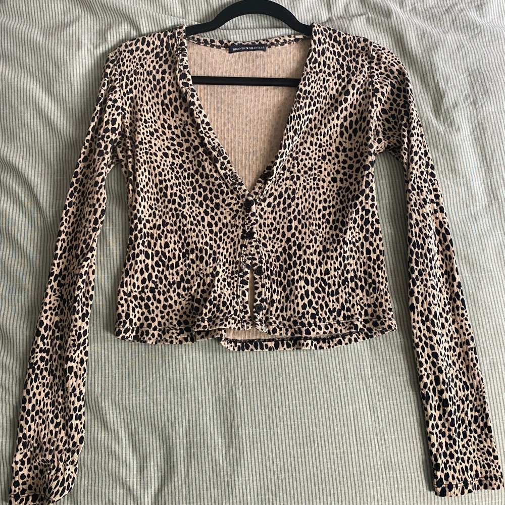 Long sleeve leopard print cardigan